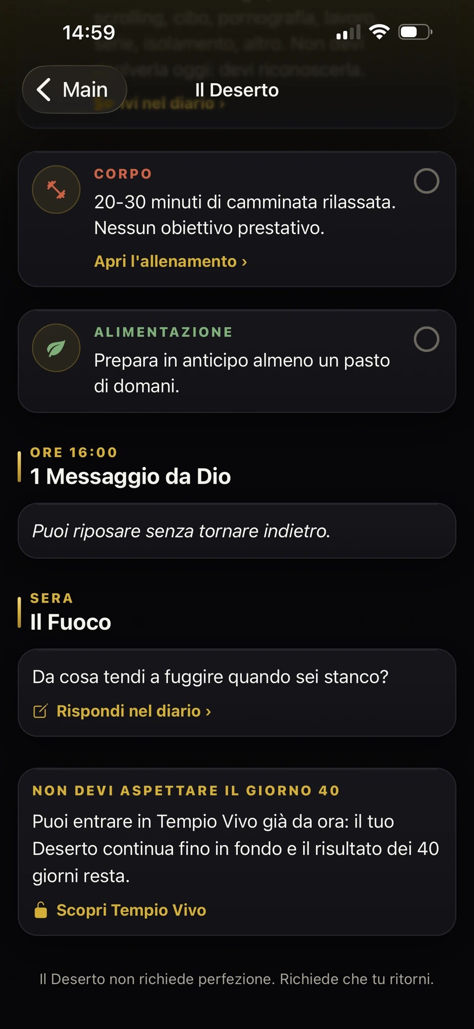 La tua giornata: Corpo, Alimentazione, Messaggio da Dio — app Fede & Fitness Italia